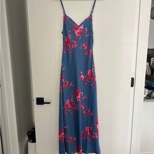 All Saints Blue and Pink Floral Maxi Dress